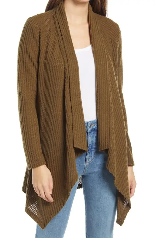 Fever Halle Hanky Hem Waffle Knit Cardigan - XL