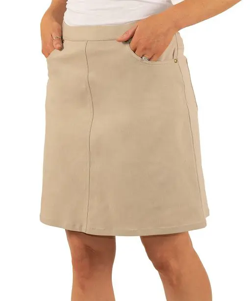 Plus Size Essentials Tech Stretch Pull on Skort with Elastic Wasitband - Chino 20W