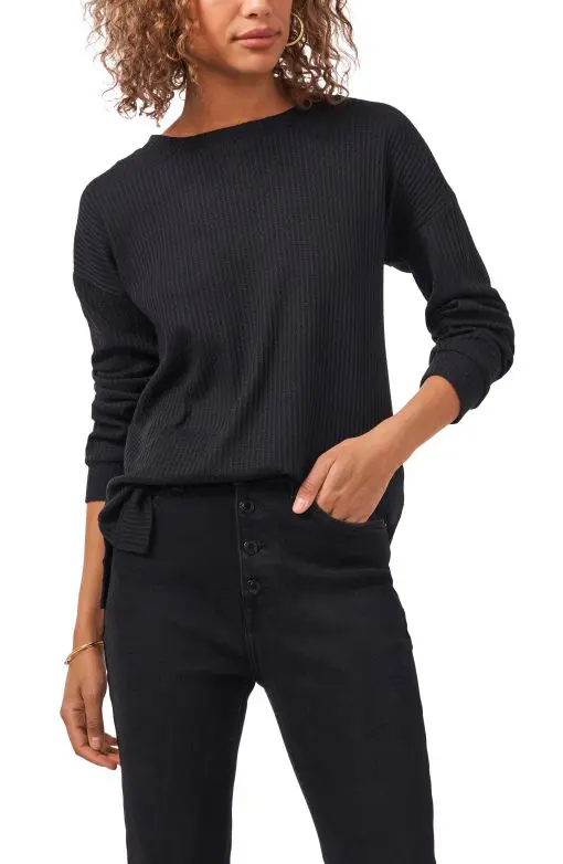 1.STATE Back Twist Knit Top in Rich Black at Nordstrom, Size Small S