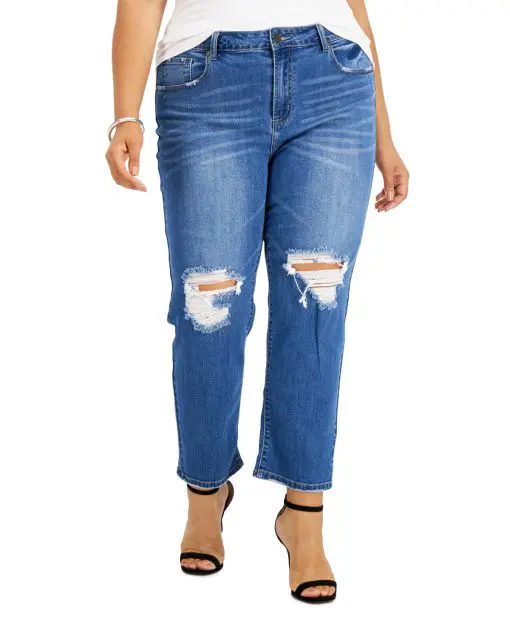 Gogo Jeans Trendy Plus Size Ripped Ex-Boyfriend Jeans 22