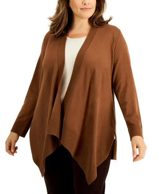 Jm Collection Plus Size Open-Front Cardigan, 2X