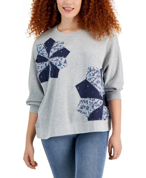 Style & Co Patchwork Sweatshirt  L