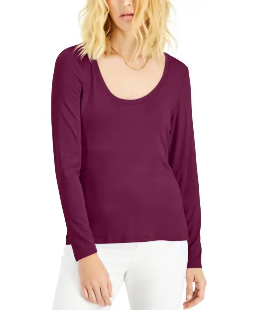 Inc International Concepts Scoop-Neck Top Purple S