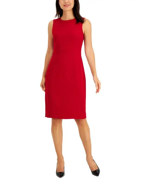 Kasper Women's Crew-Neck Sheath Dress - Fire Red 14