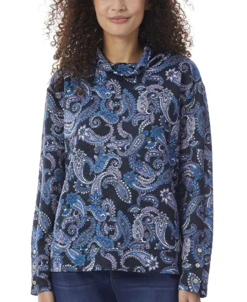 Jones New York Womens Dakota Quilted Printed Pullover Sweater M