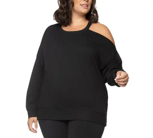 Black Tape Plus Size Cold-Shoulder Knit Top 1X