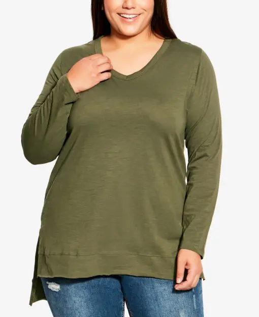 Avenue TOP ELENI SLUB - Olive - 18 / M