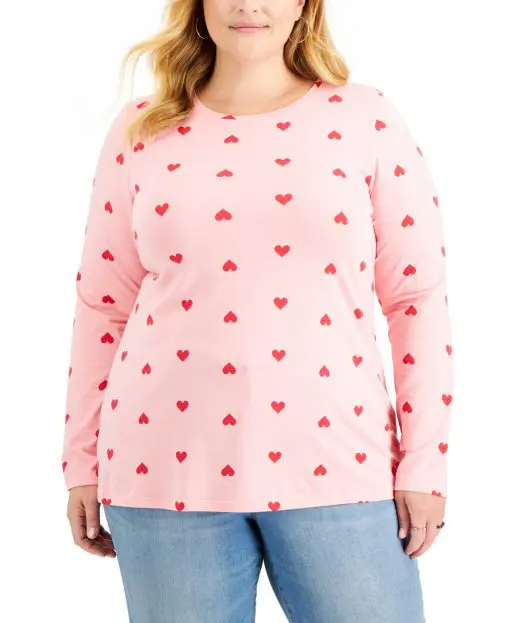 Style & Co Plus Size Traveling Hearts Top,  1X