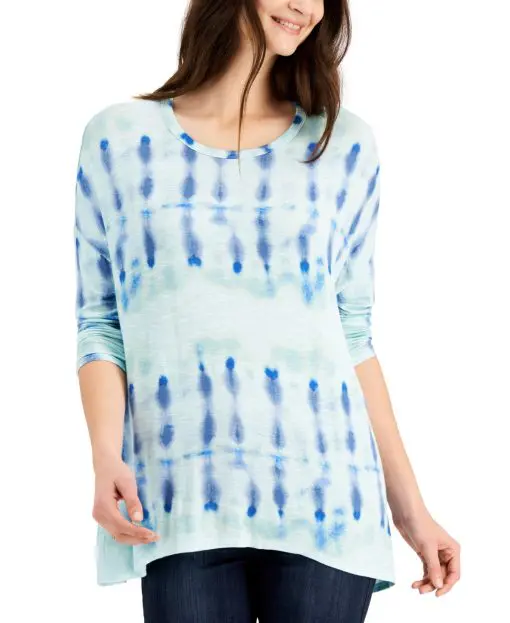 Style & Co Petite Tie-Dye-Print Oversized Top, PP