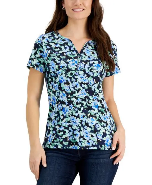 Karen Scott Petite Sweet Floral-Print Top PS