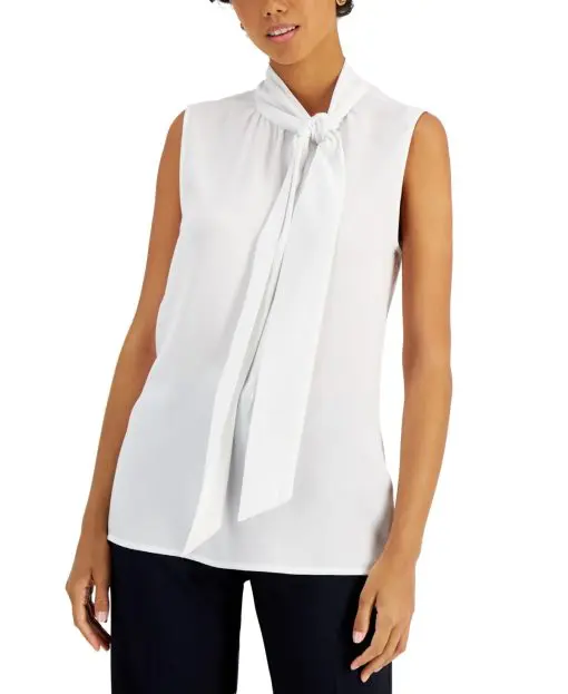 Tahari Asl Tie-Neck Blouse M