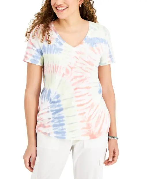 Style & Co Cotton Tie-Dyed Top XL