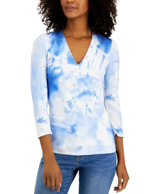 Inc International Concepts Women's Ribbed Tie-Dye Top  M