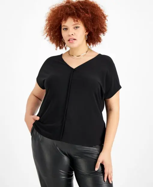 Bar Iii Plus Size Knit V-Neck Top 2X