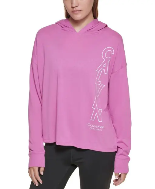 Calvin Klein Performance Outline Logo Hoodie Top Women Women's Clothing - Tops. Attributes: M