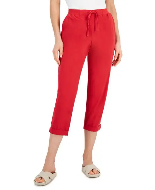 Style & Co Women's Pull on Cuffed Pants, - Crimson Kiss XL