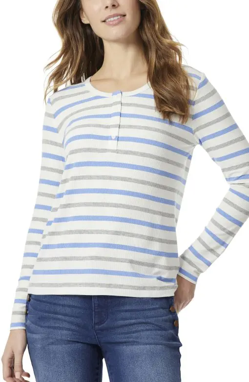 Jones New York Women's Scoop Neck Buttons Henley XL