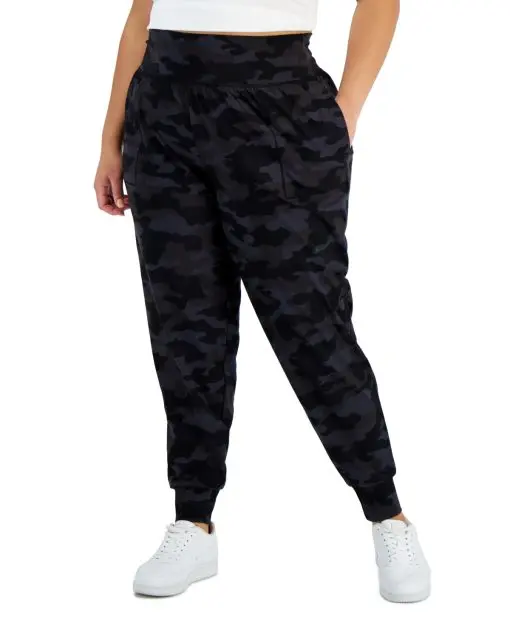 ID Ideology Women's Printed Jogger Pants Black Size 2X