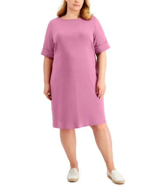 Karen Scott Plus Size Solid Boat-Neck Dress, 3X