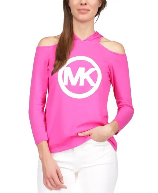 Michael Michael Kors Petite Logo Cold-Shoulder Hoodie P/S