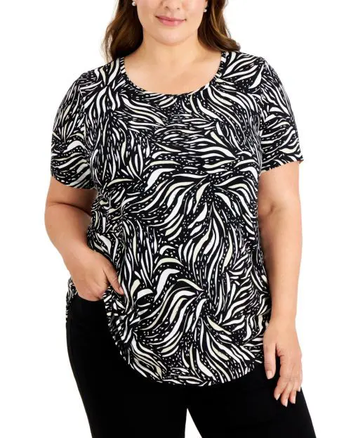 Jm Collection Plus Size Printed Short Sleeve Top, 4X