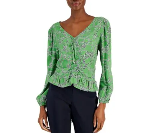 Tommy Hilfiger Womens Printed Ruched Blouse XL