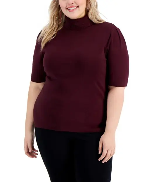 Alfani Plus Size Elbow-Sleeve Turtleneck Sweater 1X