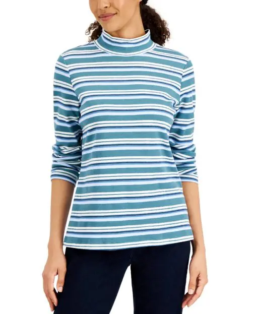 Karen Scott Women's Desert Stripe Mock-Neck Top, XL