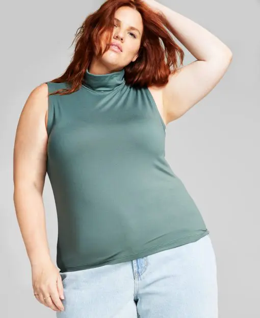 And Now This Plus Size Sleeveless Turtleneck Top 2X