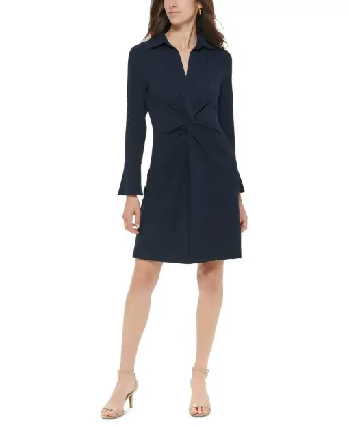 Tommy Hilfiger Petites Womens Ribbed Mini Wear to Work Dress 4P