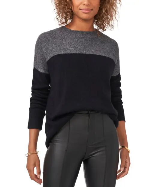 Vince Camuto Plus Womens Knit Colorblock Crewneck Sweater 2X