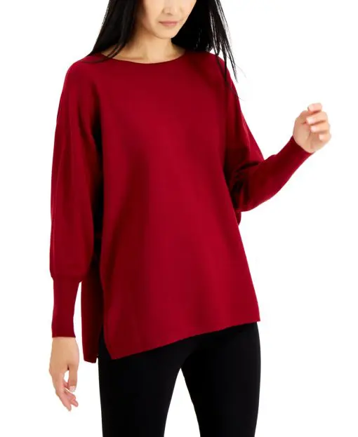 Alfani Women's Boatneck Dolman Sleeve Sweater, - Red Burgundy L