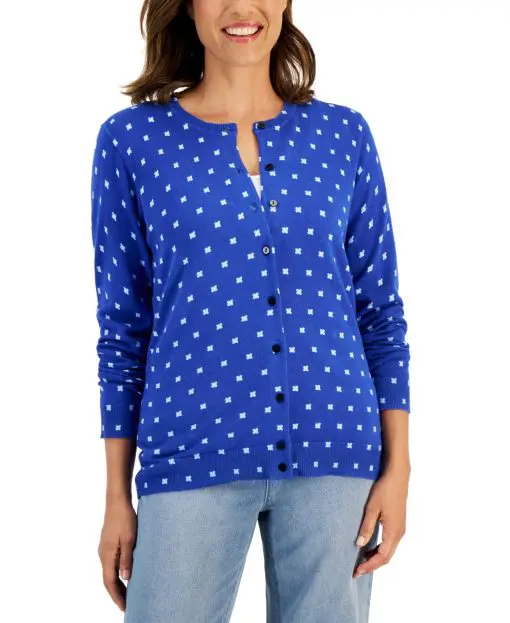 Karen Scott Petite Criss Cross Cardigan Sweater, - Ultra Blue