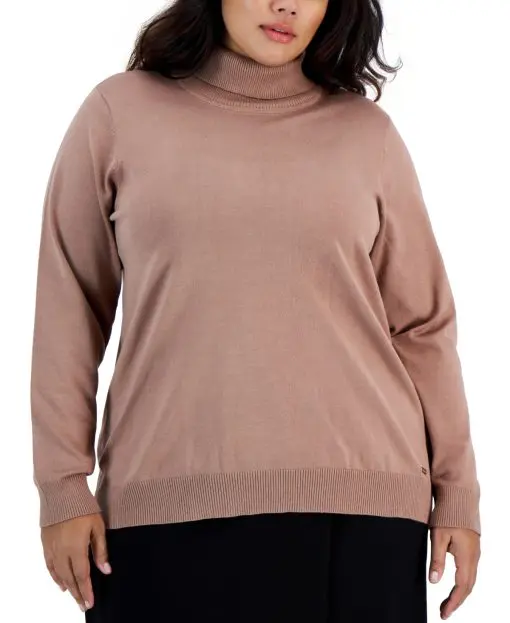 Calvin Klein Women's Plus Turtleneck Sweater - Cafe Ole - Size 2X (18-20)