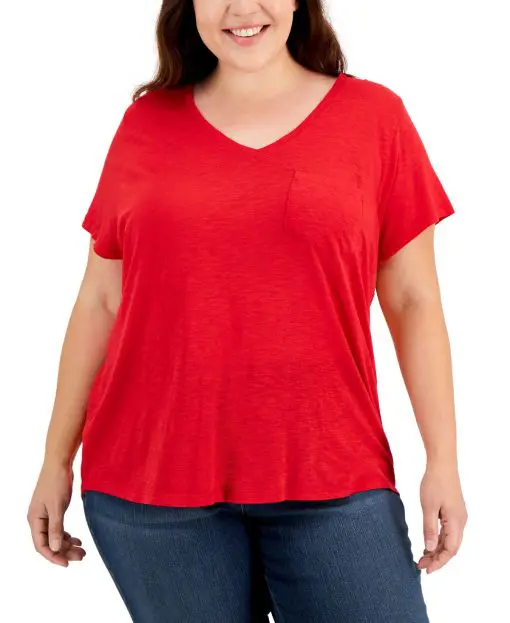 Style & Co Plus Size Classic V-Neck T-Shirt,   3X