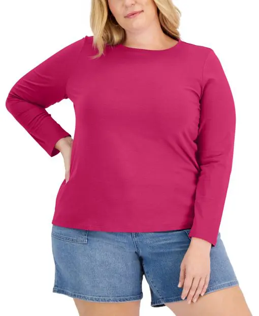 Style & Co Plus Size Long-Sleeve T-Shirt, 2X