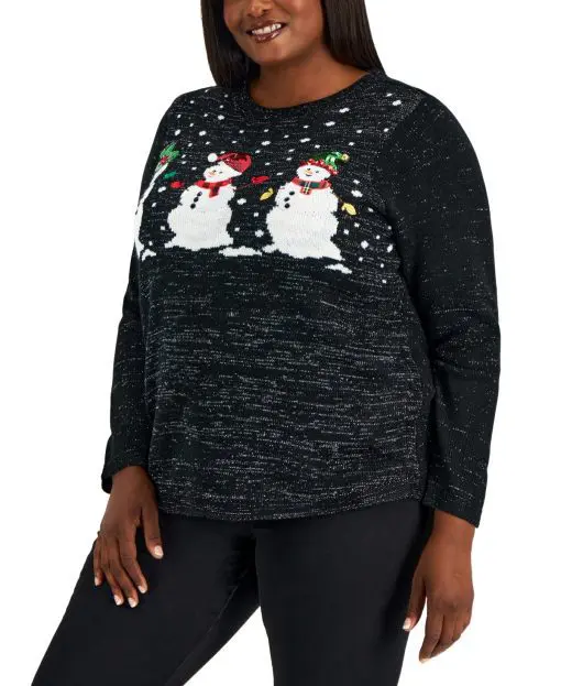 Karen Scott Plus Metallic-Knit Sweater 2X