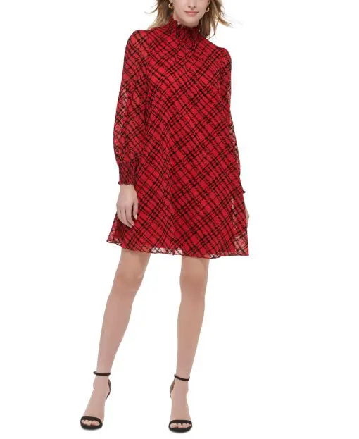 Tommy Hilfiger Women's Plaid Mini Shift Dress 8