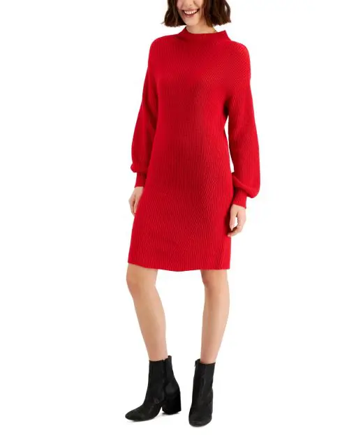 Style & Co Women's Mock-Turtleneck Sweater Dress M