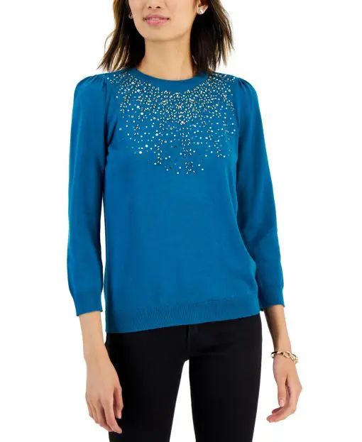 Charter Club Women's Embellished Sweater,  XS