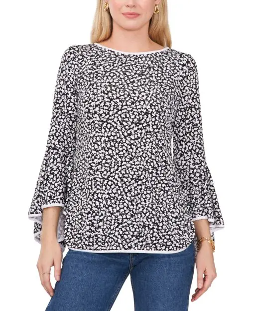 Sam & Jess Women's Bell-Sleeve Top - Black Floral S