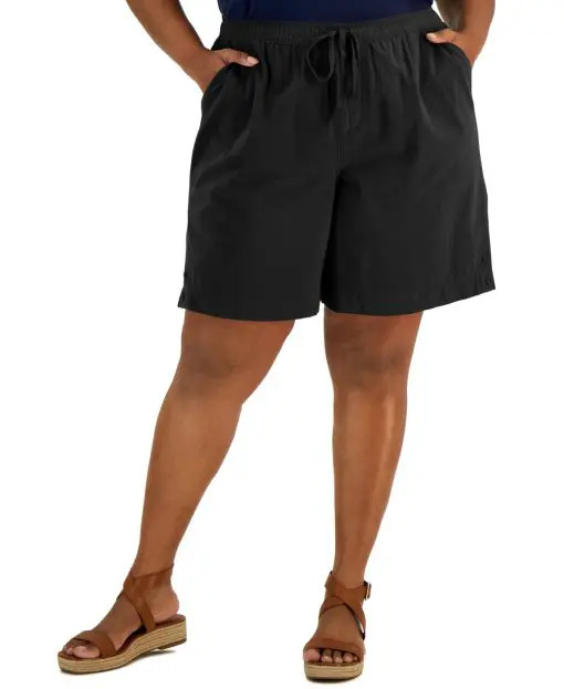 Karen Scott Plus Size Cotton Emelia Pull-on Shorts, 1X