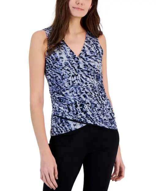 I.n.c. International Concepts Women's Printed Mesh Crossover Top XS