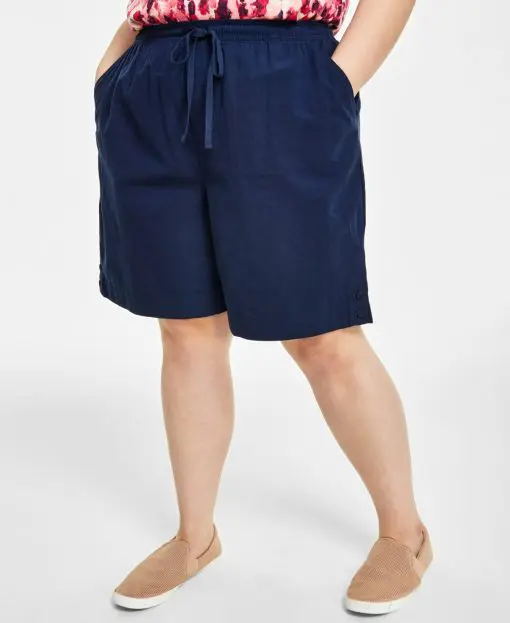 Karen Scott Plus Size Cotton Emelia Pull-on Shorts 2X