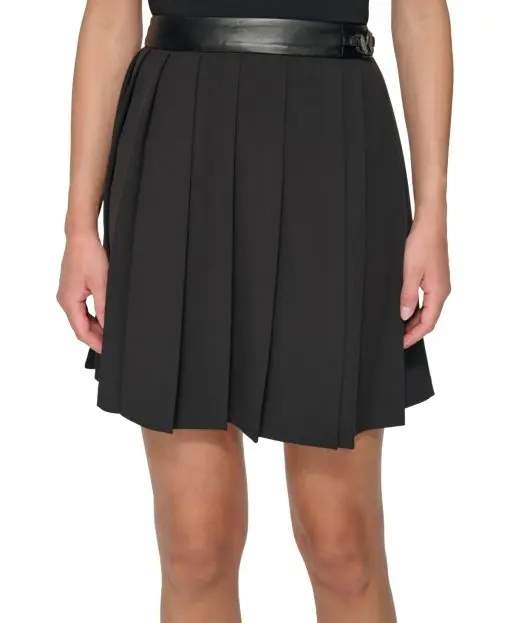 DKNY Women's Pleated Mini Skirt in Black Size 12