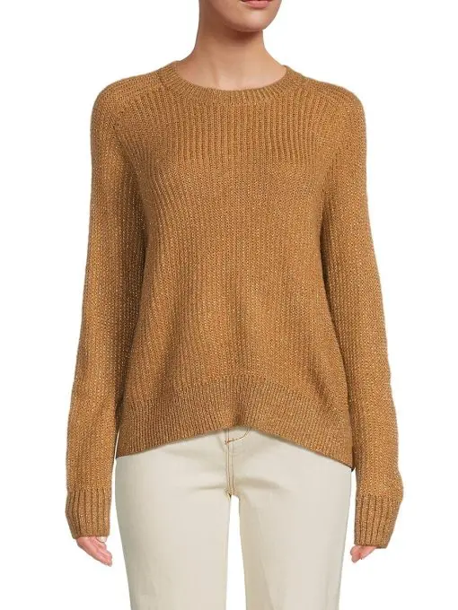 Calvin Klein Women's Metallic Knit Sweater - Luggage Tan - Size M