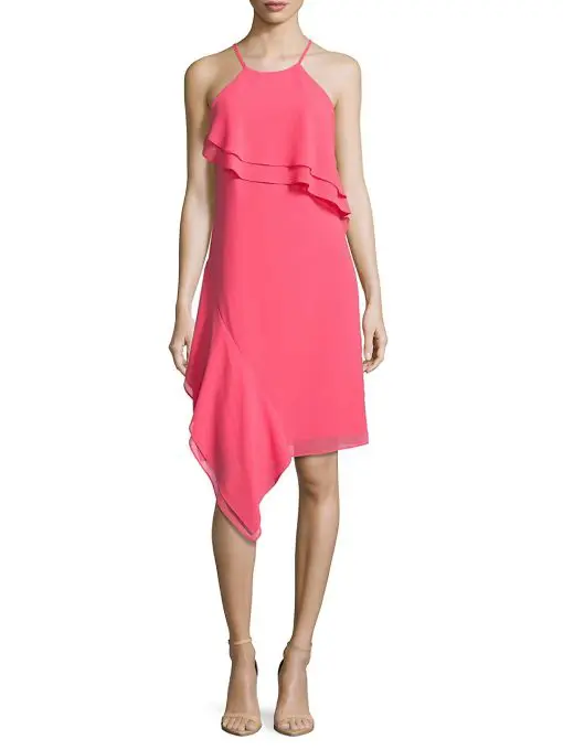 Nanette by Nanette Lepore Women's Ruffle Trim Spaghetti Strap Dress - Flamingo, Size 8