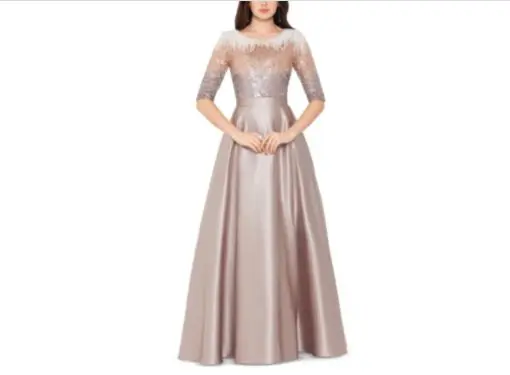 Betsy & Adam Embellished Satin Gown - Mocha 12