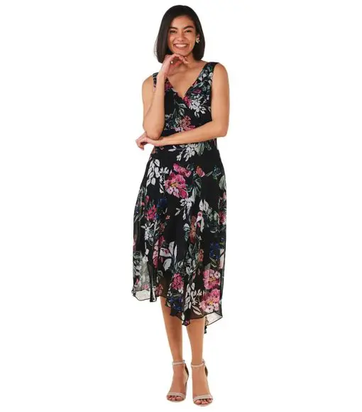 Connected Plus Size Connected Apparel Sleeveless Floral Chiffon Sheath Dress16W