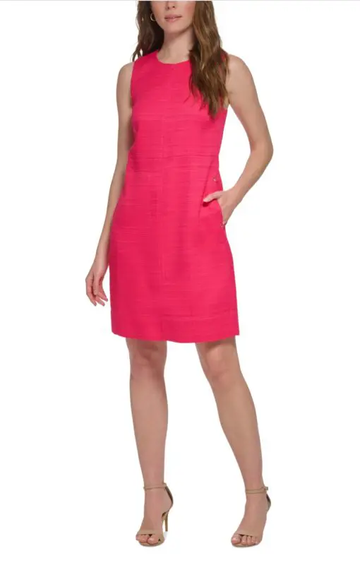 Tommy Hilfiger Petite Hopsack Shift Dress - Magenta 8P